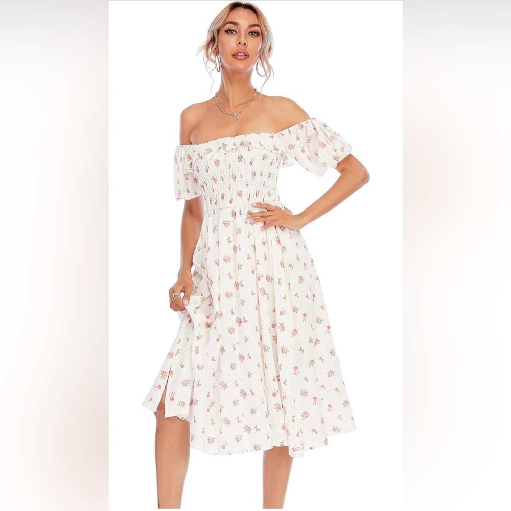 Elegant Strapless Floral Dress